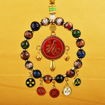 Car hanging, of Wealth Car Interior Pendant Advanced - fragrant-ash-glazed-five-way-god-of-wealth-rattle