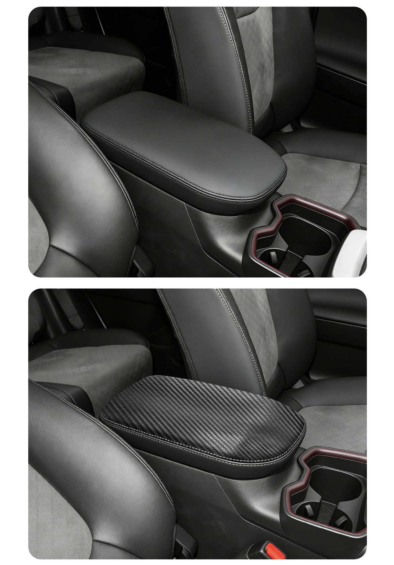 Suitable for 19-25 Toyota Rav4 Xa50 Center Console Armrest Box Protective Cover Carbon Fiber