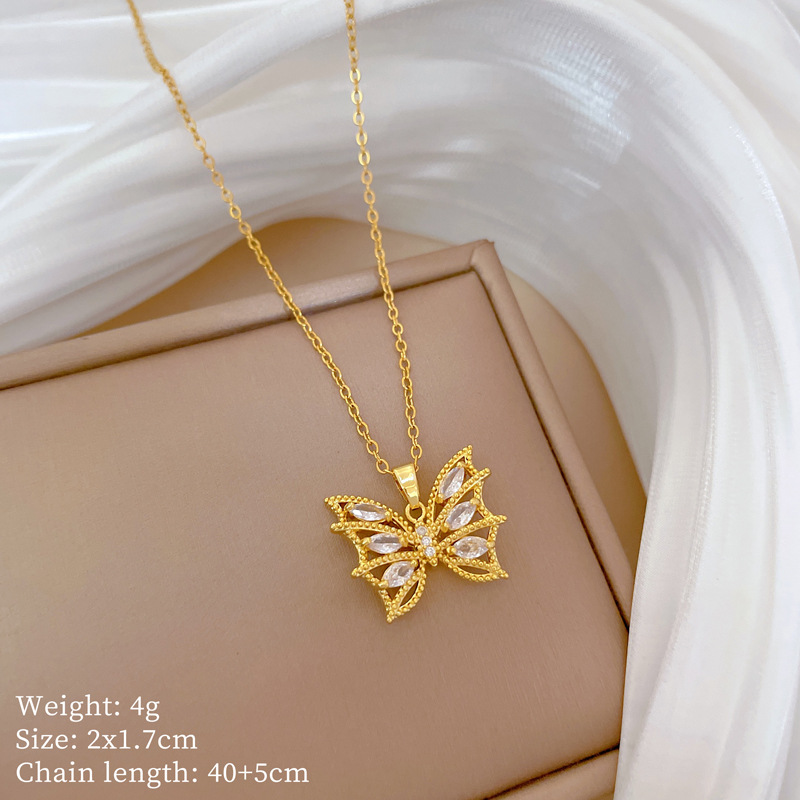 Set collana e orecchini farfalla con strass di lusso_voghion.com