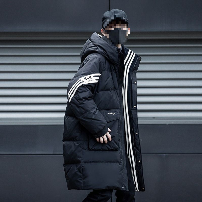 男士羽绒服中长款2025年冬季新款连帽加厚保暖过膝白鸭绒潮流外套