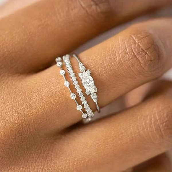 Cao Shi new hot sale exquisite ring three suit Princess engagement anniversary luxury hot fashion ring set ring