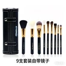 动物毛化妆刷9支套刷套装 定妆眼影美容工具 圆桶礼品装