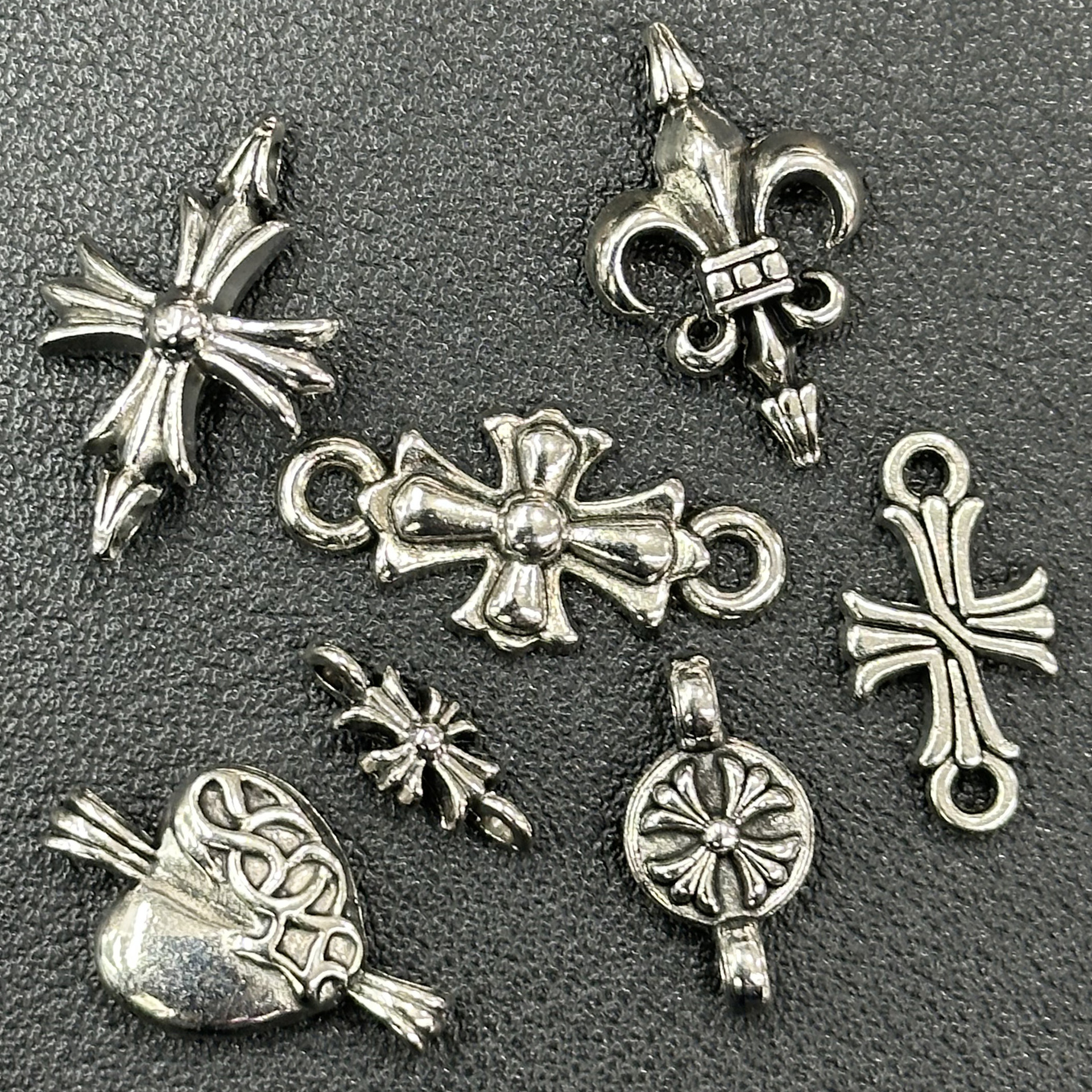 diy合金配件十字架合金手链项链裤链腰链克罗心合金双孔手链连接