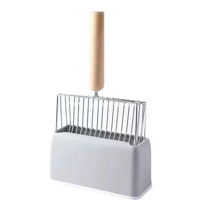 Лопата для кошачьего туалета лопата из нержавеющей стали металлическая деревянная ручка Кошка мелкое отверстие Лопата кошачье дерьмо большая лопата для оптовой продажи