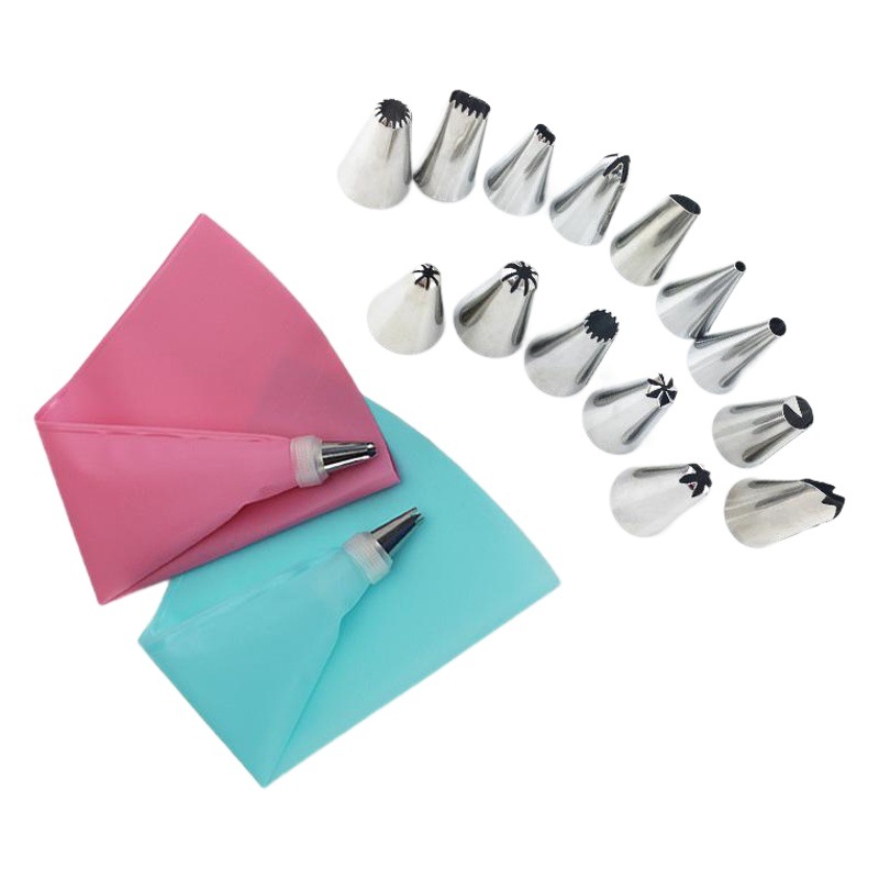Juego de boquilla de pastelería de pastel de crema Juego de 8 piezas Juego de 16 piezas Juego de 26 piezas boquilla de pastelería de tamaño pequeño Bolsa de pastelería de 12 pulgadas