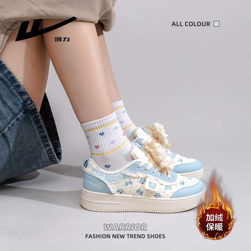 Retirada arco lindo zapatos de algodón invierno nuevo tipo de flores osos zapatos de suela gruesa universal pequeño viento fragante zapatos de skate para mujeres estudiantes