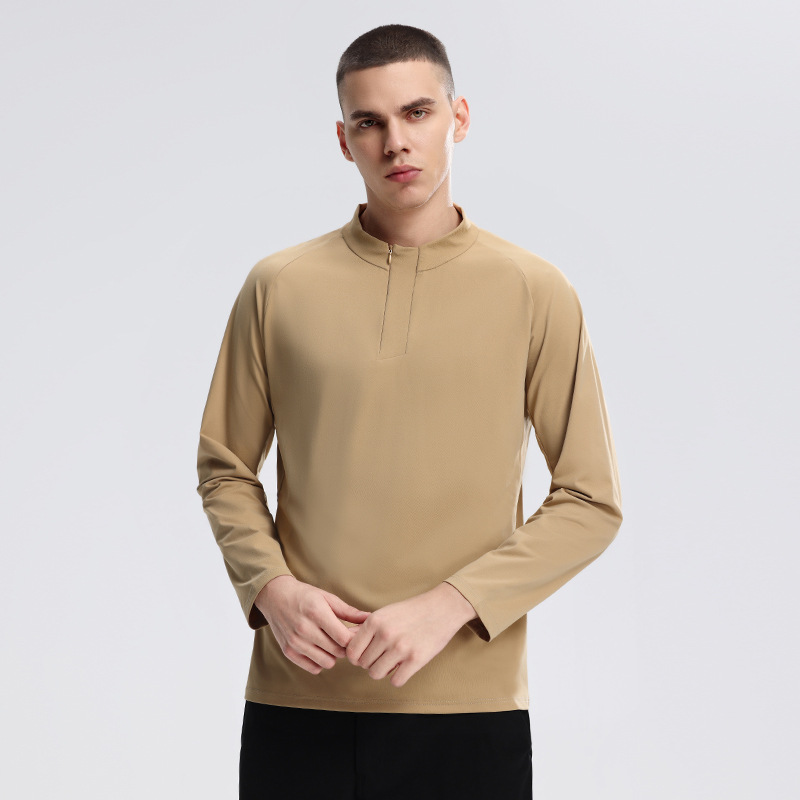 Dijia es el mismo 2025 hombre de cuello de manga larga camisa deportiva al aire libre de transporte medio cremallera ropa de correr transpirable y seca rápida