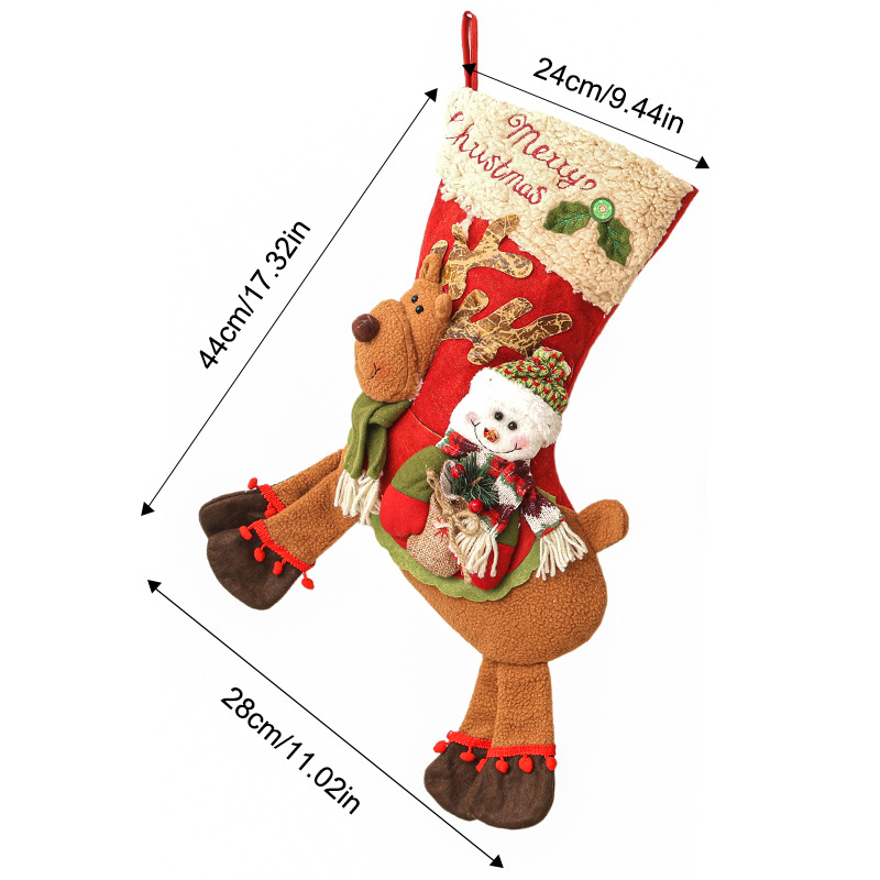 Christmas stocking snowman riding a deer