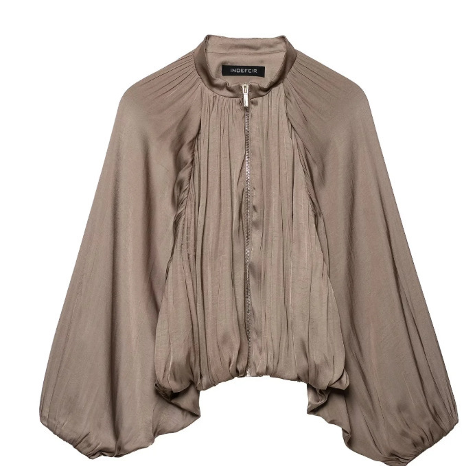 NSSF - Custom-made - New foreign trade style, European and American women's fashion, French-style casual satin bomber jacket