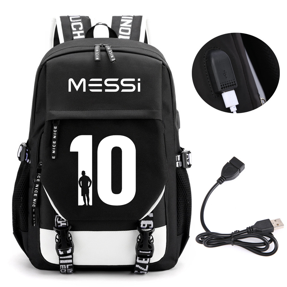 Comercio exterior estrellas de fútbol mochila de moda coreana transfronteriza mochila adolescente USB mochila escolar escolar