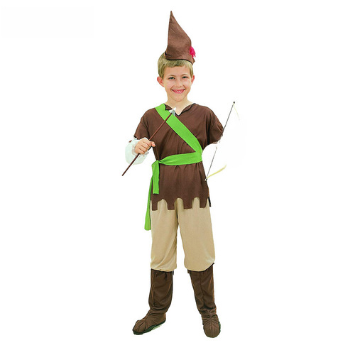 Children Robin Hood Costume Halloween Cosplay Costume Party Role Play Hunter Performance Clothing