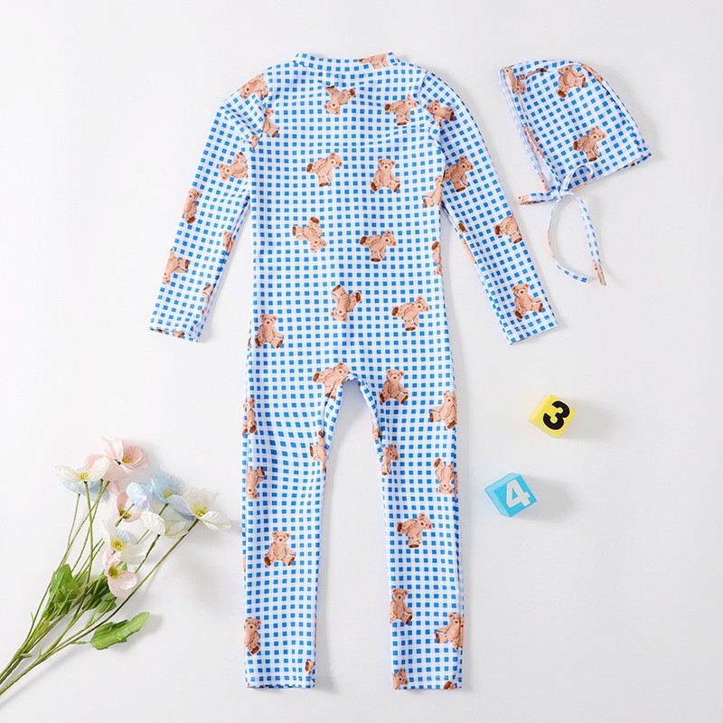 Z046 blue plaid + hat