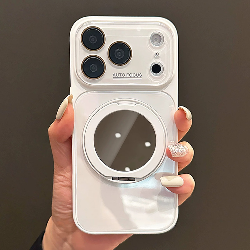 Mirror Rotating Stand Suitable for iPhone 17 Pro Max Phone Case with Large Window Glass, Apple 16 Protective Cover 15 Mirror Rotating Stand Suitable for iPhone 17 Pro Max Phone Case with Large Window Glass, Apple 16 Protective Cover 15