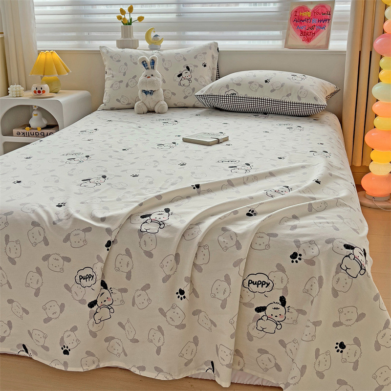 2025 nueva sábana de algodón fresco pequeña pieza individual 100 algodón dormitorio de estudiantes cama individual funda de almohada de tres piezas 2