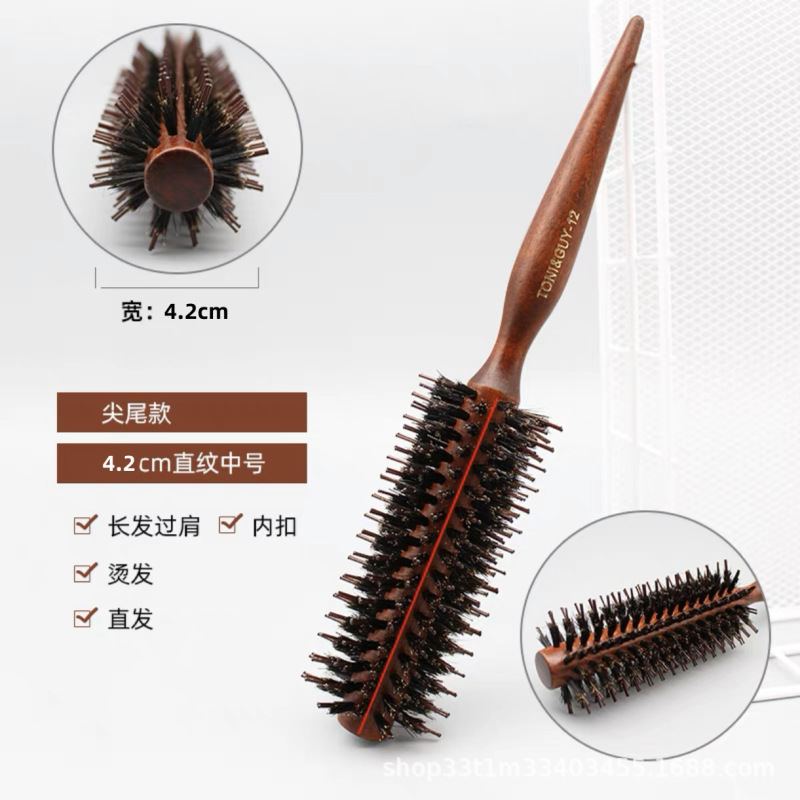 無垢材猪毛カーリングコーム、インナーバックルストレートヘアローリングコーム、ビッグウェーブシリンダーコーム、マッサージコーム、スタイリングヘアスムージングコーム|undefined