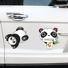 創意個性3D立熊貓汽車貼紙 可愛搞怪熊貓遮擋車身車尾划痕刮痕
