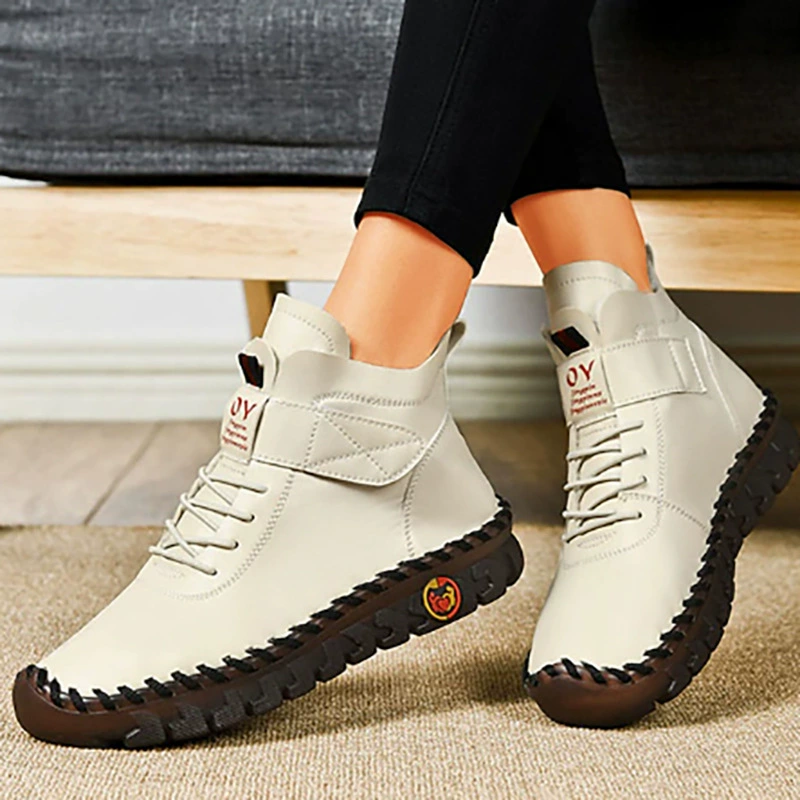 Осенние и зимние новые дикие ручные стежки, хлопчатобумажные туфли, нескользящие, мягкие подошвы, удобные, низкие кожаные короткие сапоги, внешняя торговля, большой размер 43
