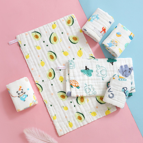 Baby gauze square towel, children's towel, six-layer pure cotton small towel, 6-layer children's towel, wash towel, face towel