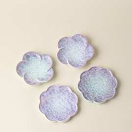 窑变结晶釉花形杯垫茶托渐变高颜值陶瓷茶杯垫轻奢功夫茶具零配件