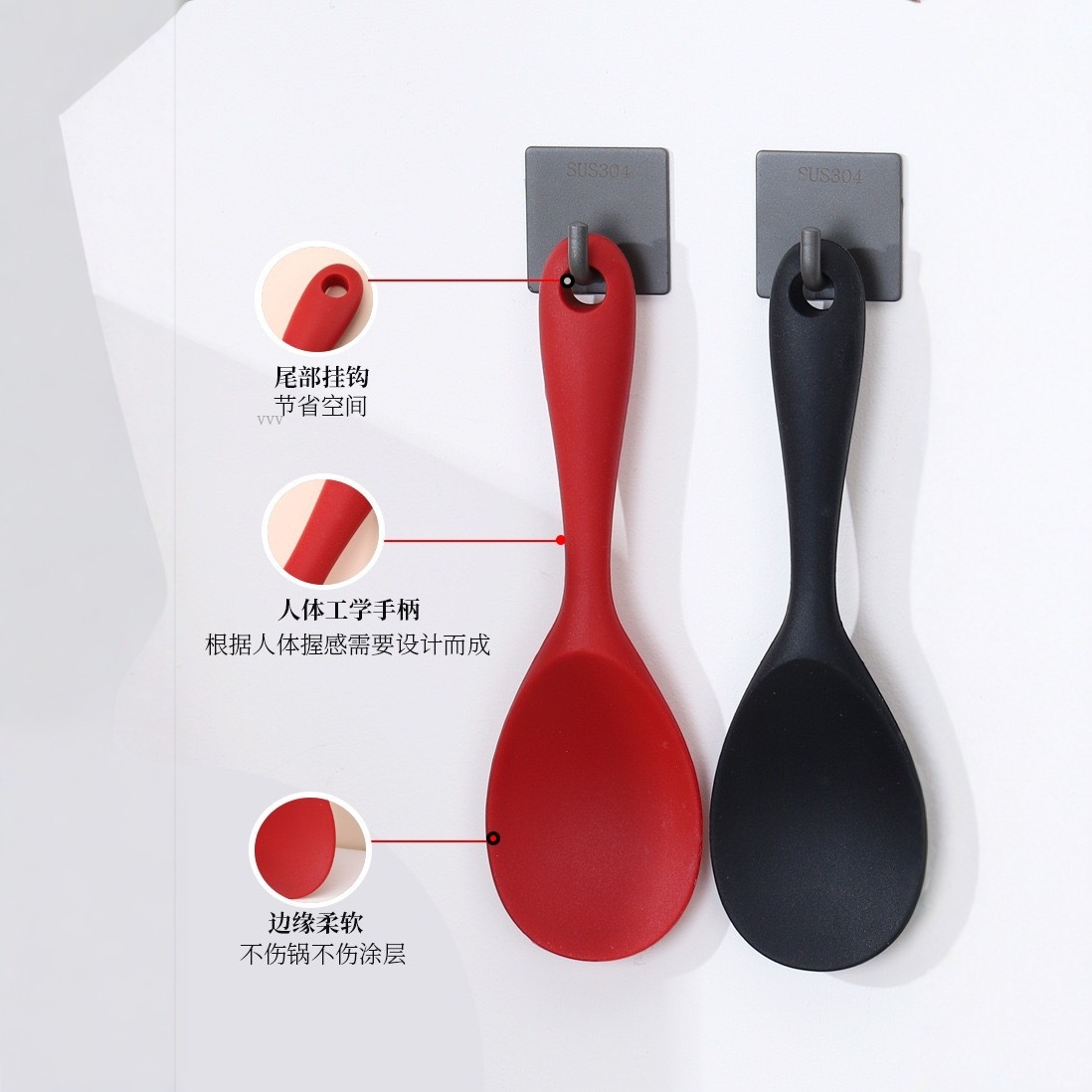 Non-Stick Rice Spoon for Rice Cooking, Food-Grade High-Temperature Resistant Silicone Rice Spoon, Non-Stick Rice Spoon for Rice Cookers