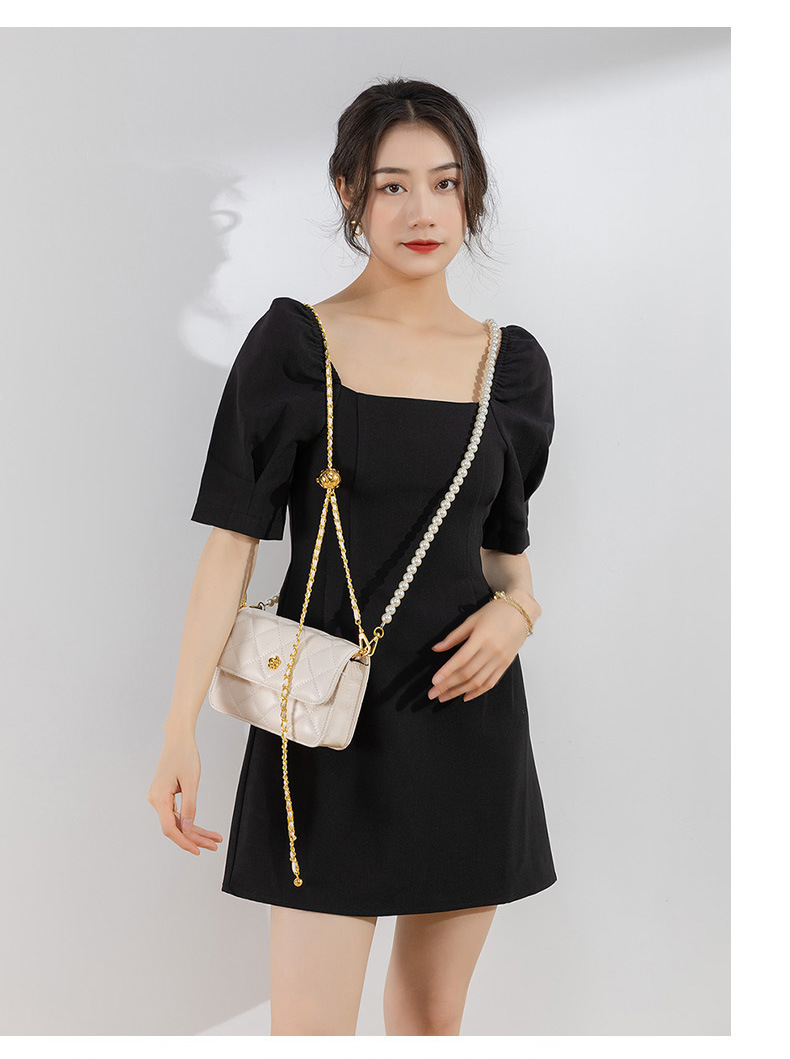 Túi đeo chéo nữ dây xích ngọc trai họa tiết kim cương giả cao cấp — Cỡ nhỏ màu trắng, Cỡ lớn màu trắng, Cỡ nhỏ màu đen, Cỡ lớn màu đen chi tiết 10