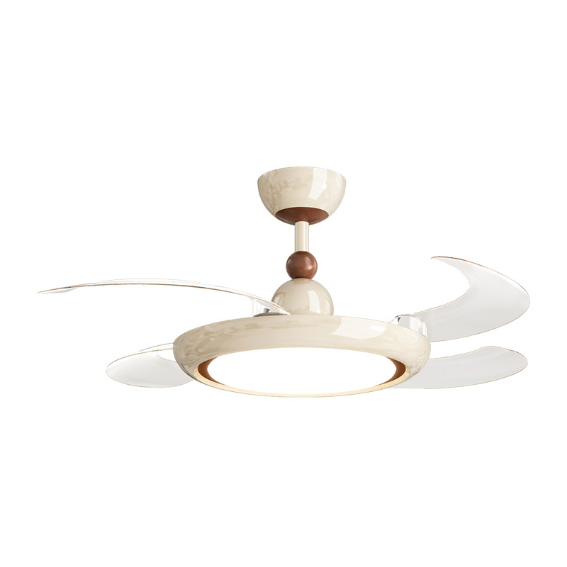 Lámpara de ventilador invisible francesa de viento crema moderna nueva casa silenciosa lámpara de comedor dormitorio lámpara de ventilador de techo 412L
