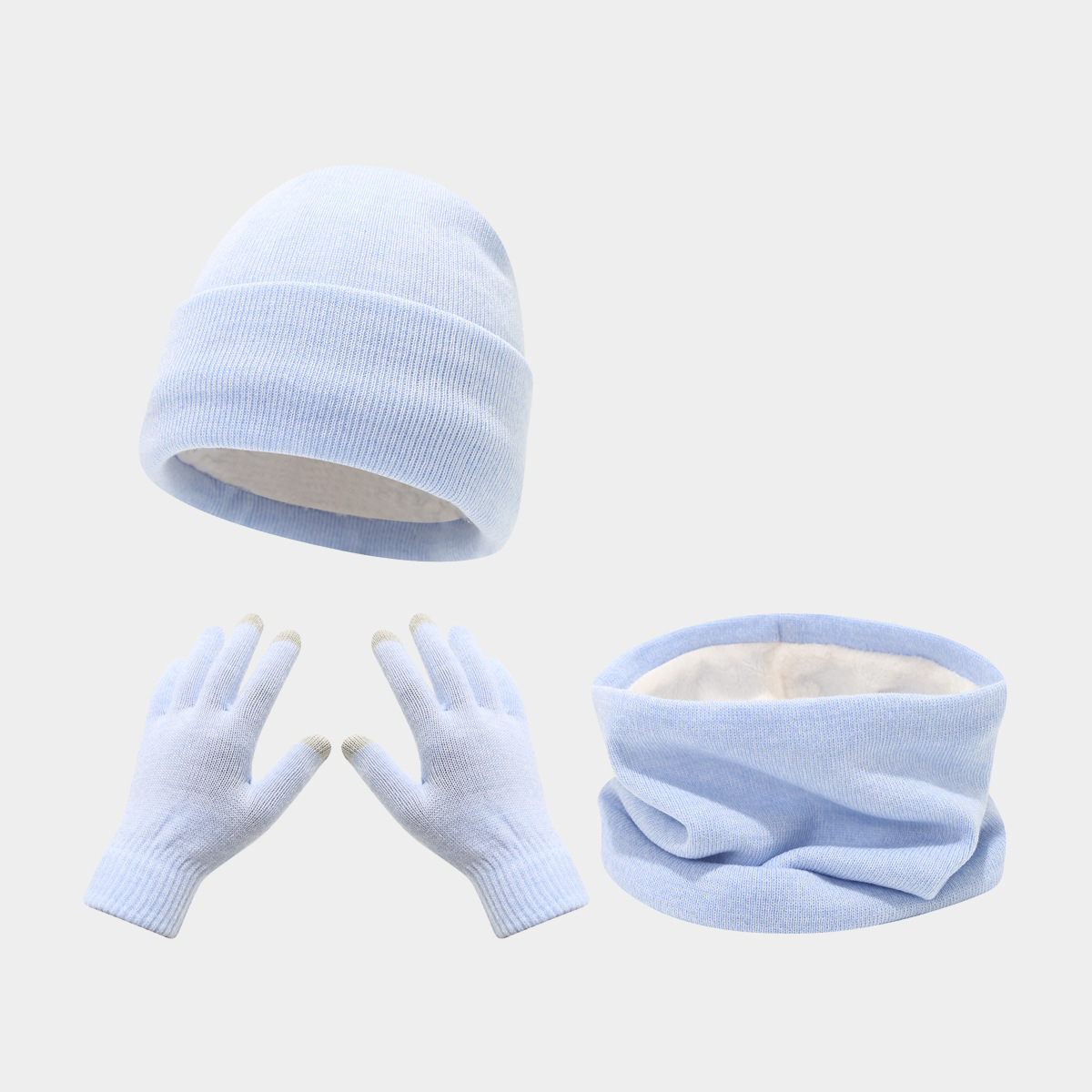 Bufandas, sombreros, guantes de tres piezas, invierno, esquí al aire libre, frío, sombreros de punto sólidos, calor, moda