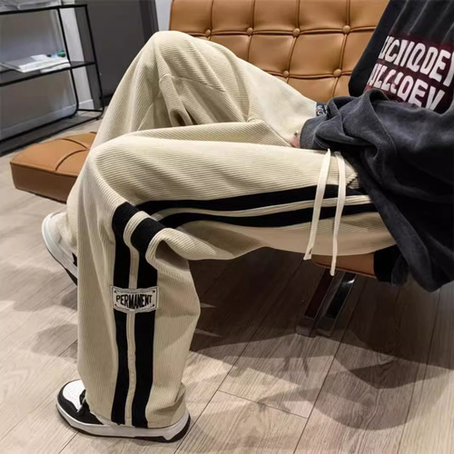 Fall and Spring Straight Leg American Street Vibe Corduroy Pants for Youth Retro Trend Brand Versatile Loose Casual Long Pants