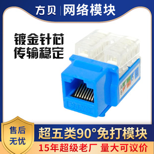 Fangbei Rj45 Cat5E Unshielded Panel Module 90 Degree Gold-Plated Pin Category 5E Network Information Module