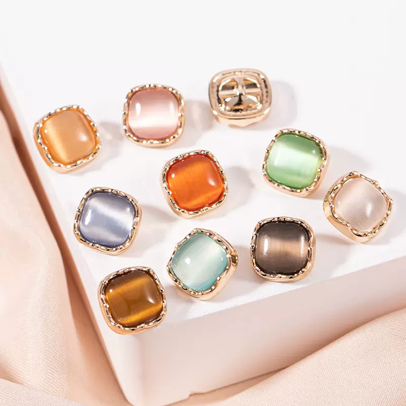 小香风金属纽扣猫眼石精致高档衬衫扣雪纺针织开衫方形扣子辅料