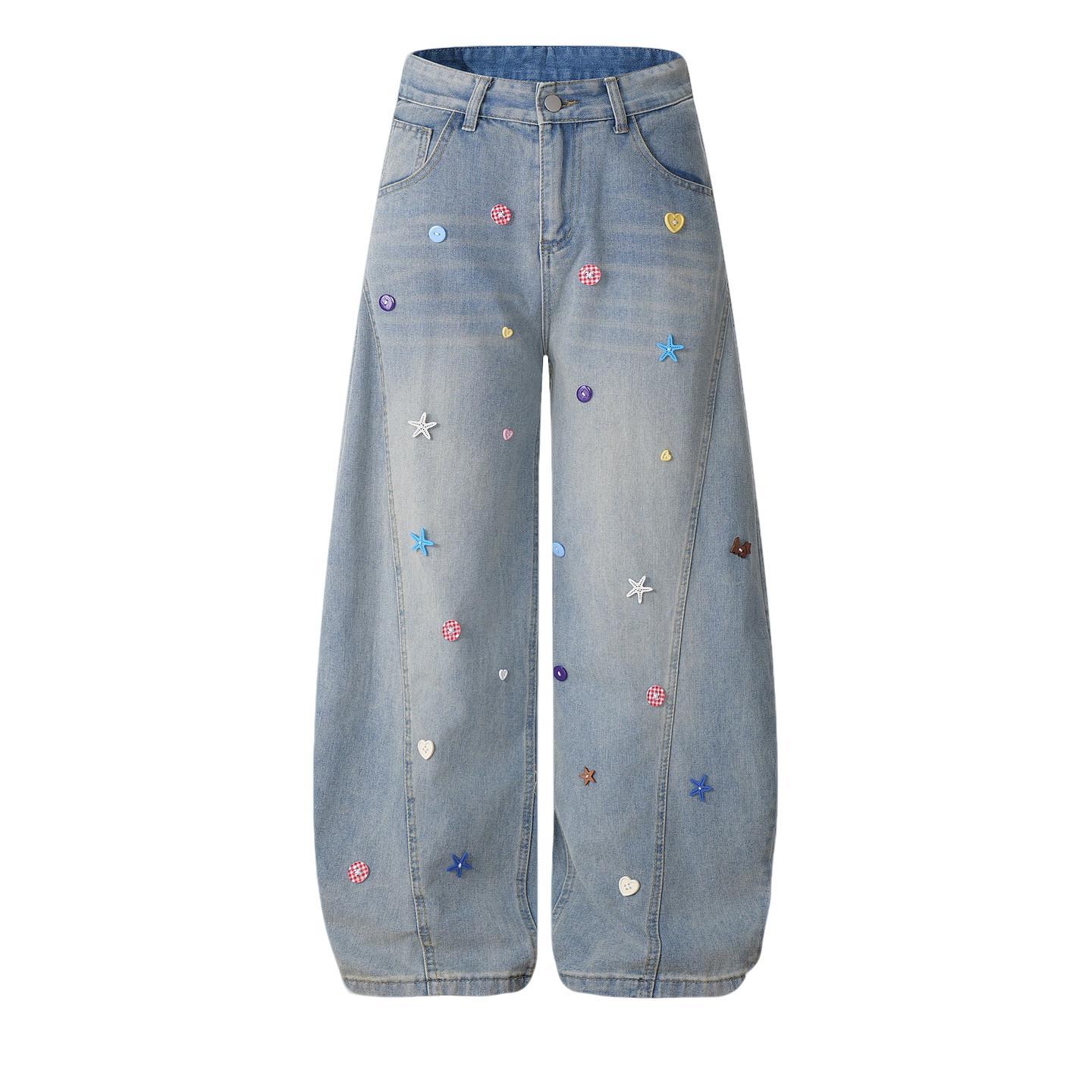 Retro-Jeans im farbenfrohen Boyfriend-Stil für Damen und Herren mit Knopfleiste und weitem Bein, bodenlang, für den Herbst_voghion.com