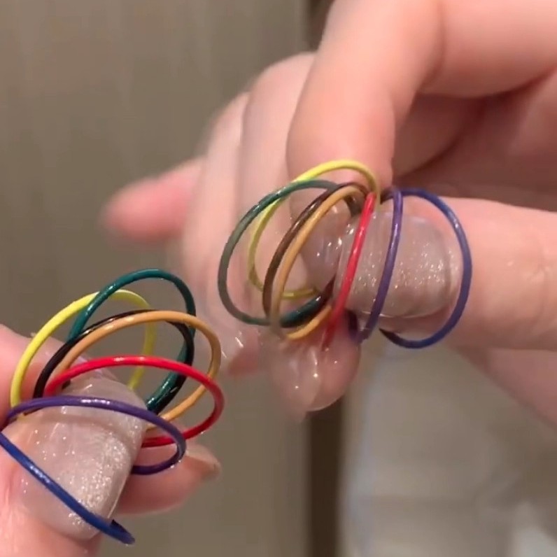 Ensemble de sept bagues rondes en forme de goutte d'huile, style minimaliste et tendance, pour l'index. Bague élégante et discrète._voghion.com