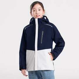通用冲锋衣校服款厂家定做logo抓绒内胆现货儿童款可脱卸拼色