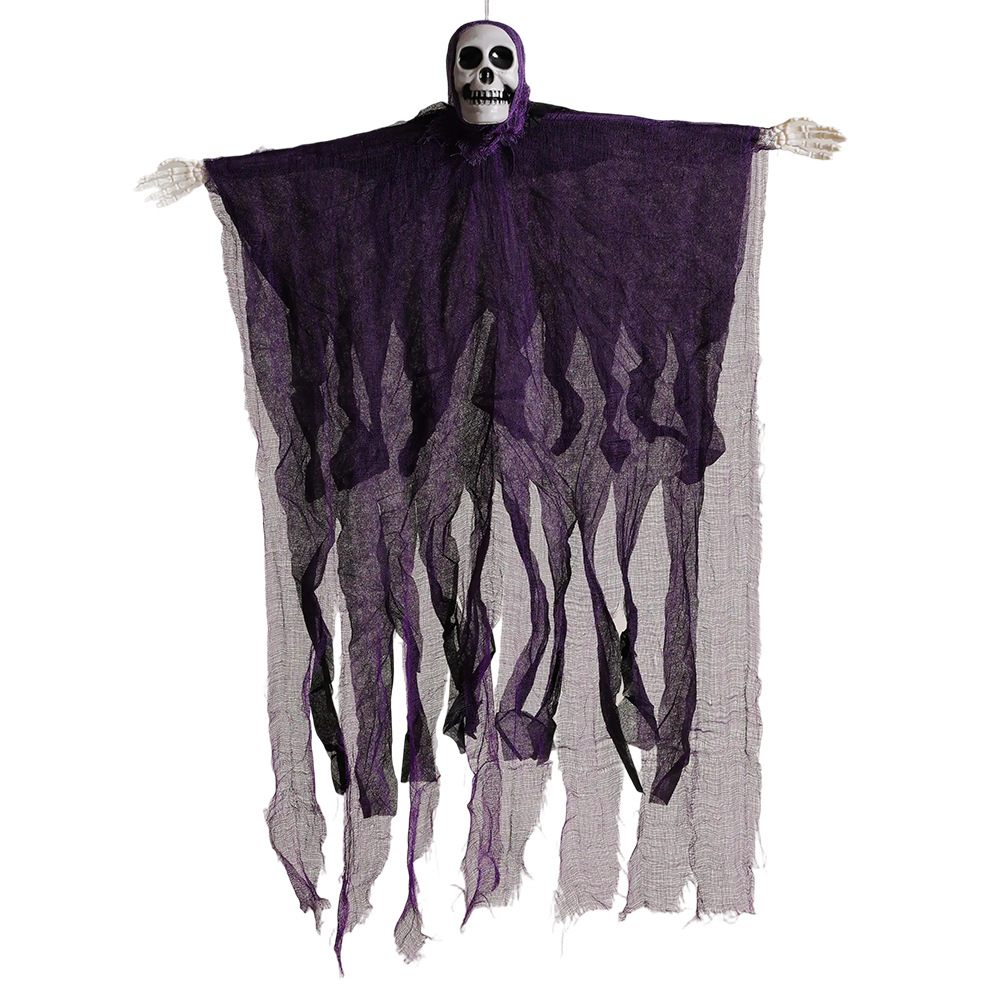 Decoración de Halloween, gasa de calavera, habitación fantasma colgante, casa embrujada, ambiente de fiesta, accesorios, fantasma colgante de calavera de terror
