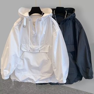Trendy Brand Pocket Tooling Stitching Design Sense Hooded Sun-protective Clothing Jacket Men's Trendy Loose Charge Clothing Sweatshirt Special Price
