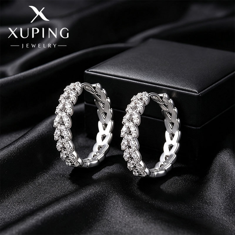 Xuping joyería estilo de moda europea y americana aretes exagerados doble fila brillante aretes de aretes de arroz de arroz pendientes de arroz transfronterizos aretes al por mayor