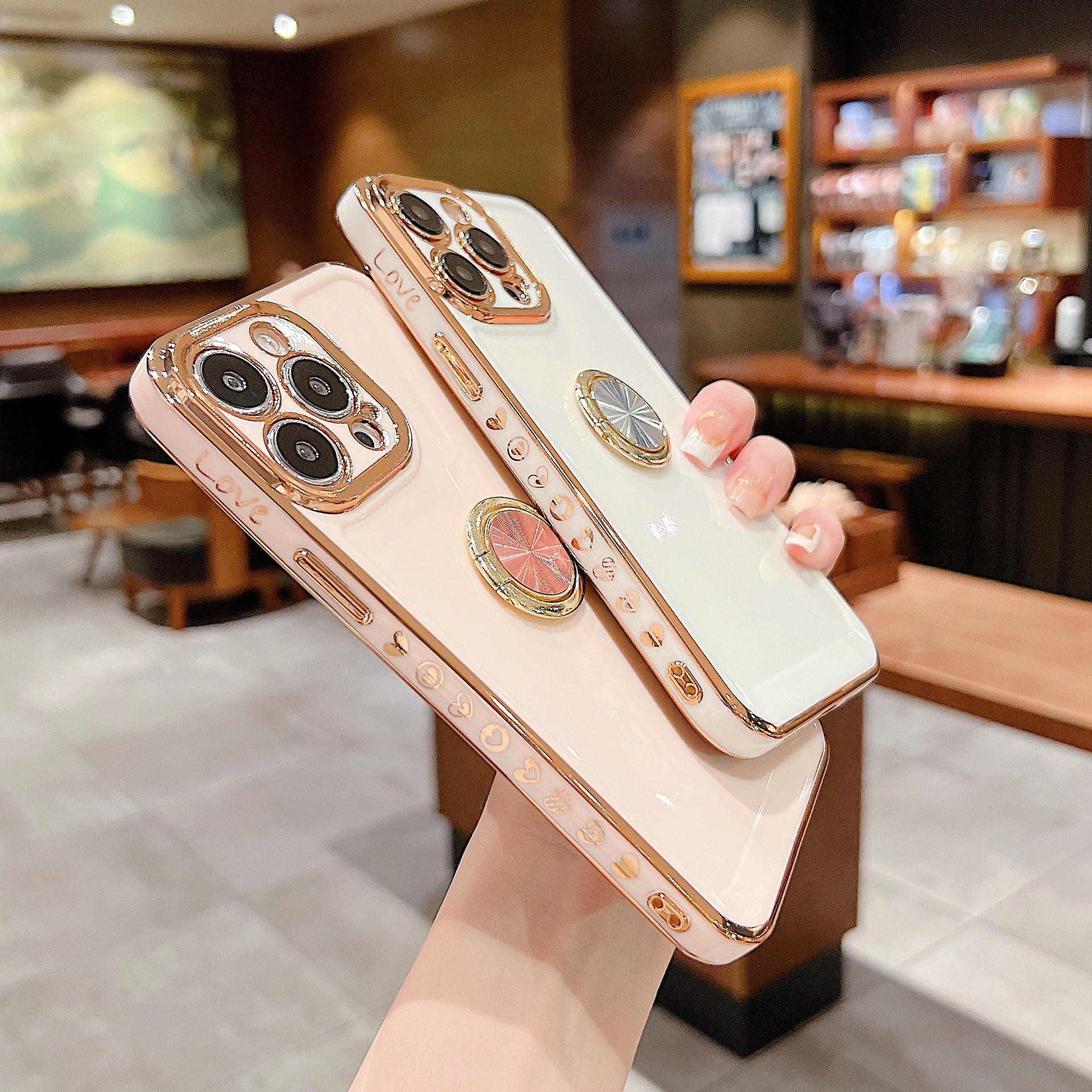 Stødsikkert mobilcover med hjerte og ringholder_voghion.com