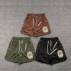 セントマイケル立体刺繍スポーツ織り5点パンツ夏の男性と女性のルーズハイストリートリベットショーツ