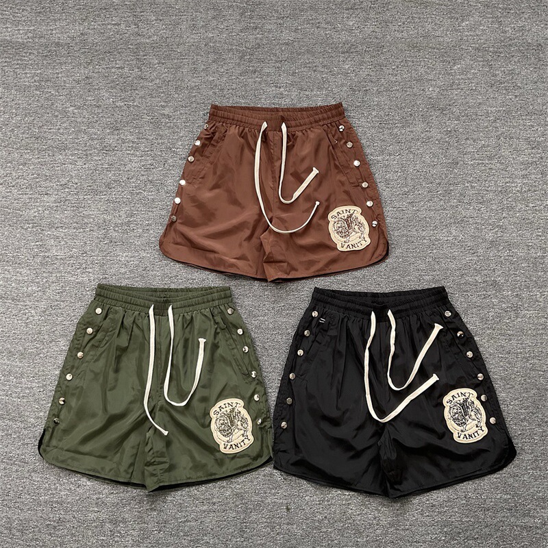 セントマイケル立体刺繍スポーツ織り5点パンツ夏の男性と女性のルーズハイストリートリベットショーツ|undefined