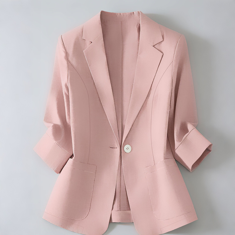 Cross-Border Plus-Size Women's Single-Button Three-Quarter Sleeve Blazer, Thin and Breathable, Elegant and Slimming Workwear Jacket