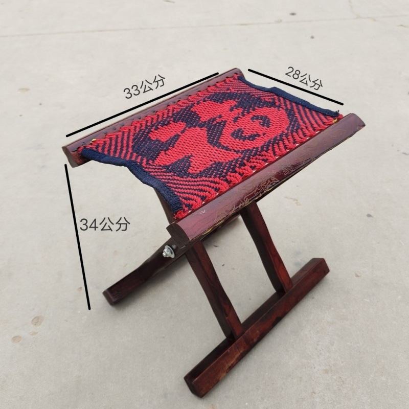 Taburete plegable al aire libre antiguo de madera sólida de madera Maza, taburete de barbacoa para el hogar, taburete de pesca portátil