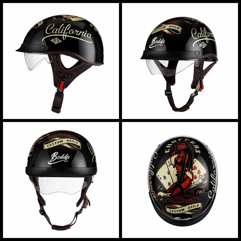 Electric Motorcycle Helmet Retro Half Helmet 3C Certified Fashionable Stylish Summer Sun Protection Cycling Scoop Helmet Factory Direct Sale