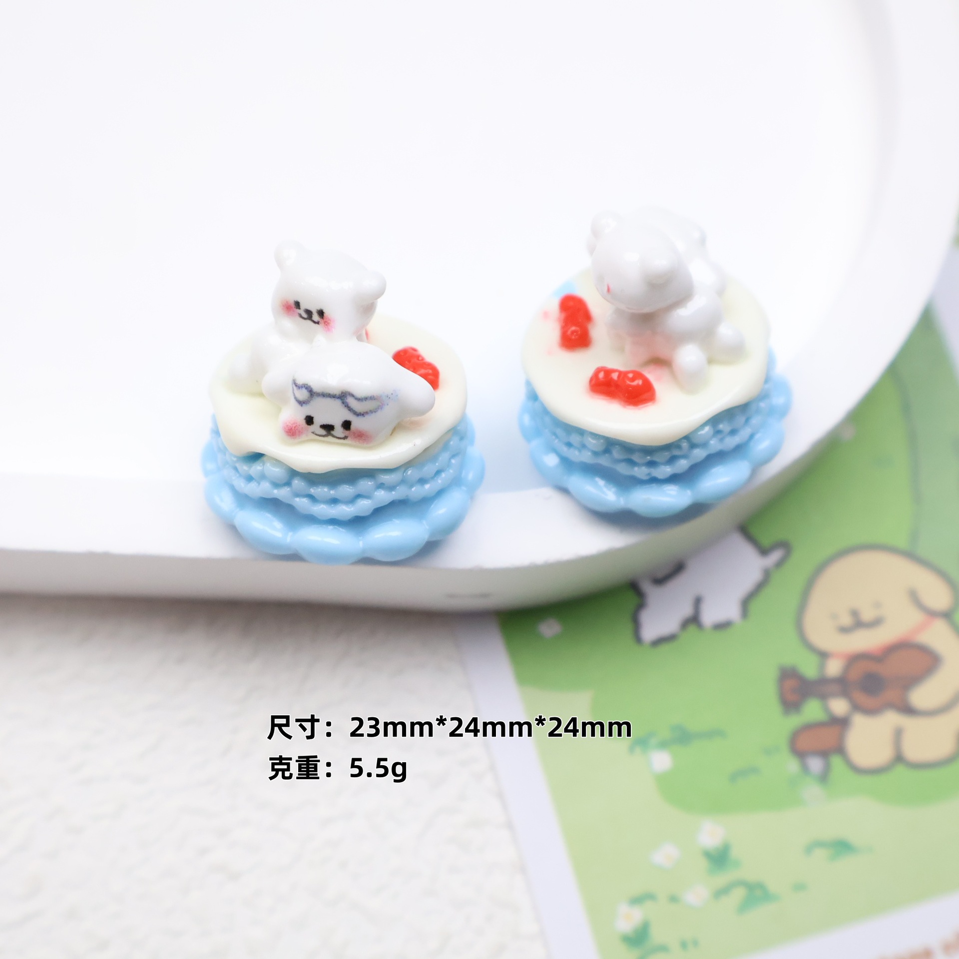 입체적인 부모-자식 강아지 케이크 - 파란색