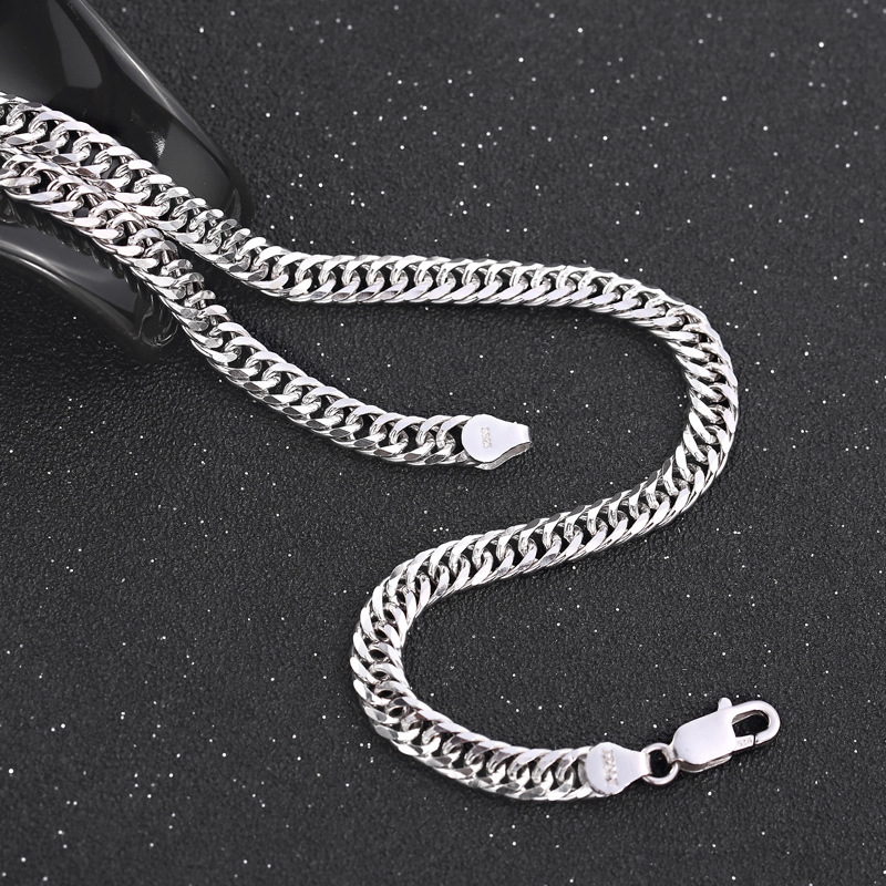 Collar de cadena cubana de plata de ley 925 5mm Cadena de látigo de caballo de hip-hop para hombre Estilo grueso dominante Cadena de clavícula para hombre Sentido de alta gama