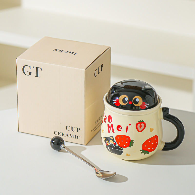 Fruta creativa gatos con tazas de fugas de té encantadoras caricaturas de alto valor de la cara de la taza de desayuno de leche doméstica taza de agua de oficina