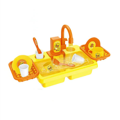 Play house toy automatic water outlet for boys and girls kitchen sink table duck children's simulation tableware dishwasher