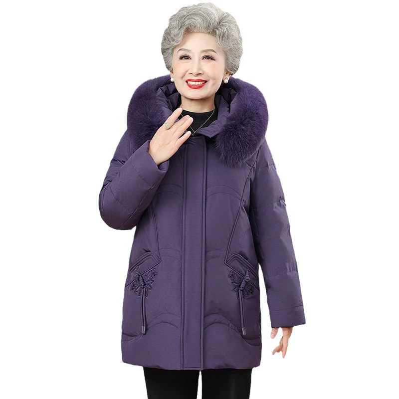 Средние и пожилые пуховики бабушки мамы зимний новый 60 лет пожилая женщина толстая свободная куртка