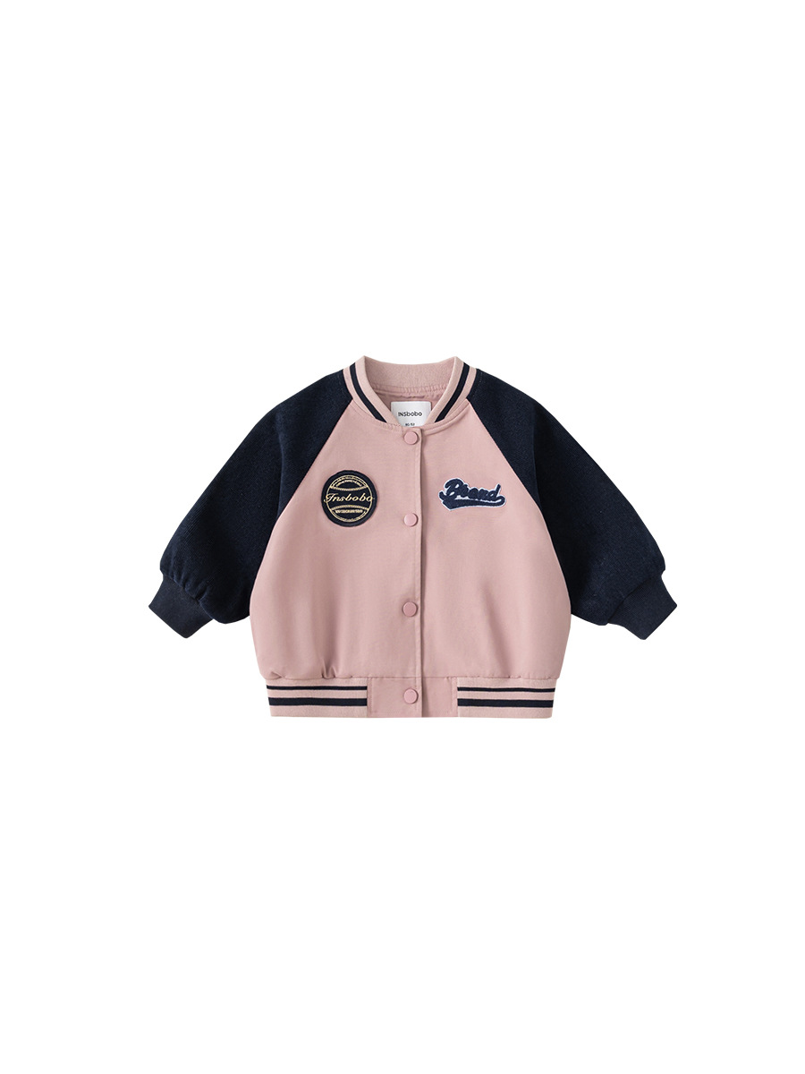 Yoobao ropa infantil chaqueta de otoño niñas de otoño manga de hombro ropa de béisbol de color contrastante 2025 cardigan casual bebé