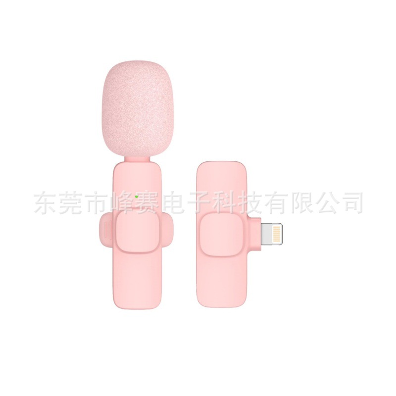 Pink K1K9 micrófono de clip de cuello inalámbrico uno a dos teléfono móvil en vivo grabación al aire libre radio micrófono pequeño con reducción de ruido