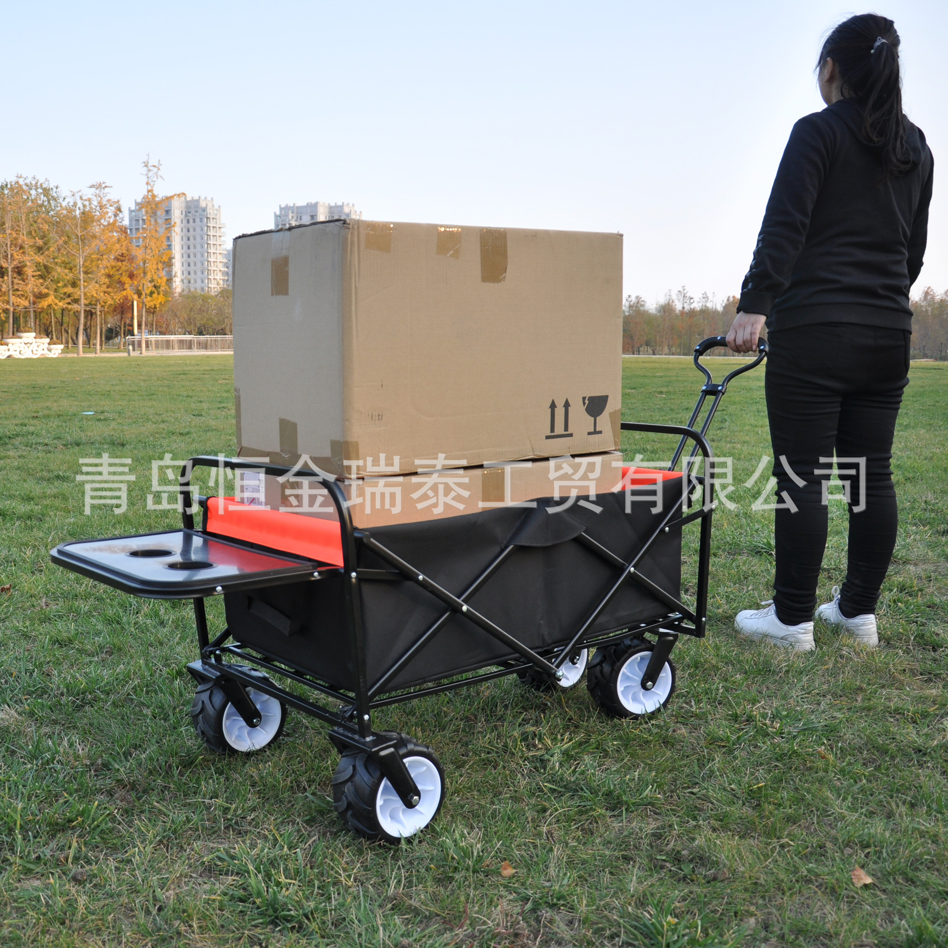 厂家批发沙滩园林工具车超市便携购物折叠带孩平板手推车